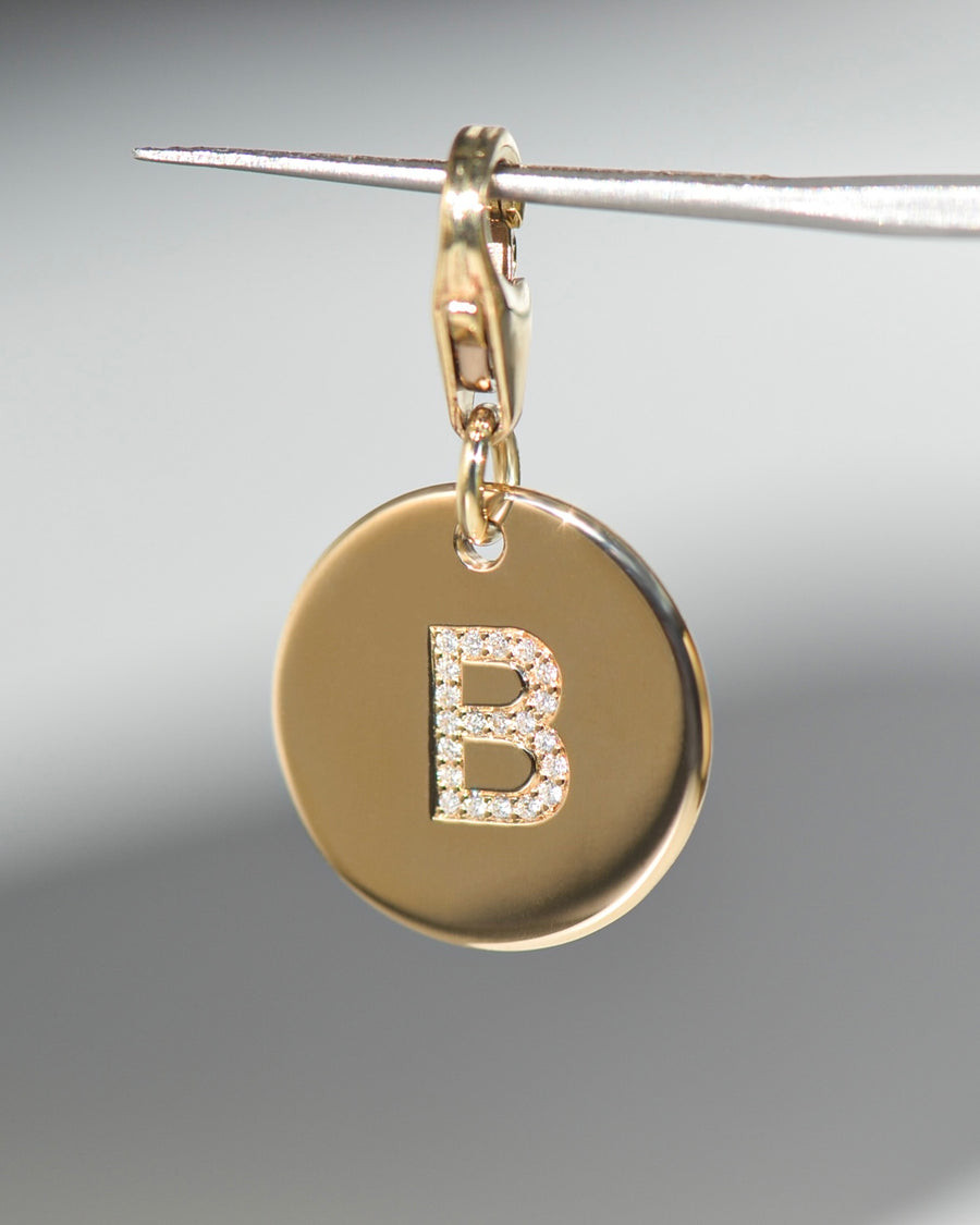 EMINENCE 9ct gold pet pendant with diamond flush set "B" initial