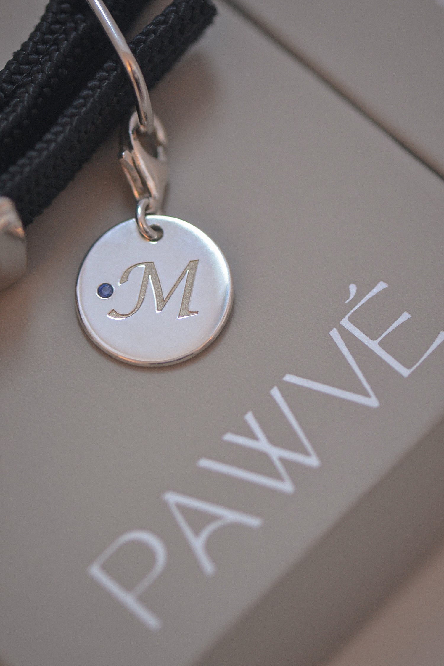Sterling Silver Pet Pendant With Diamond Accent and Engraved Initial. REINE by PAWVÉ - Fine Jewellery For Pets.