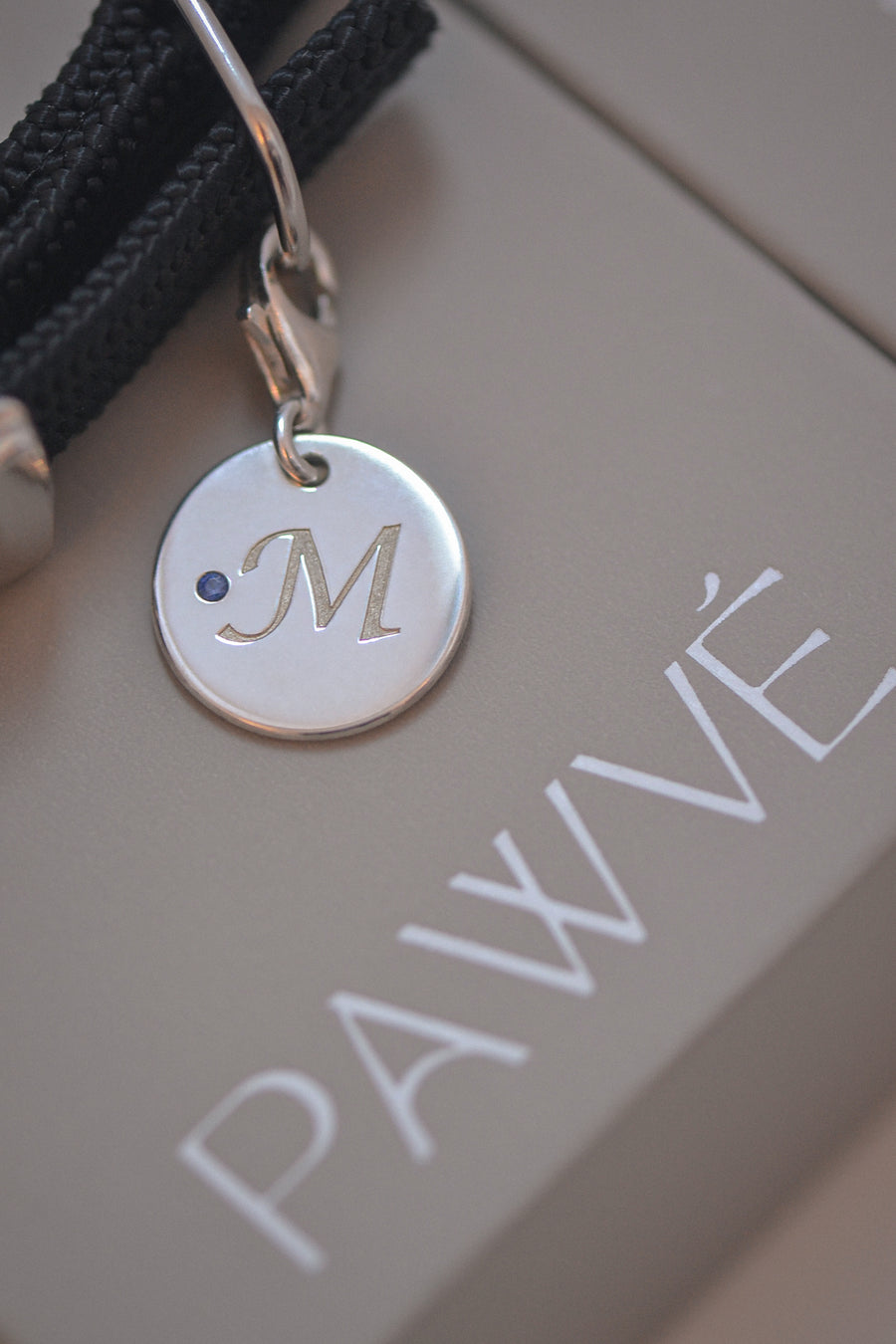 Sterling Silver Pet Pendant With Diamond Accent and Engraved Initial. REINE by PAWVÉ - Fine Jewellery For Pets.
